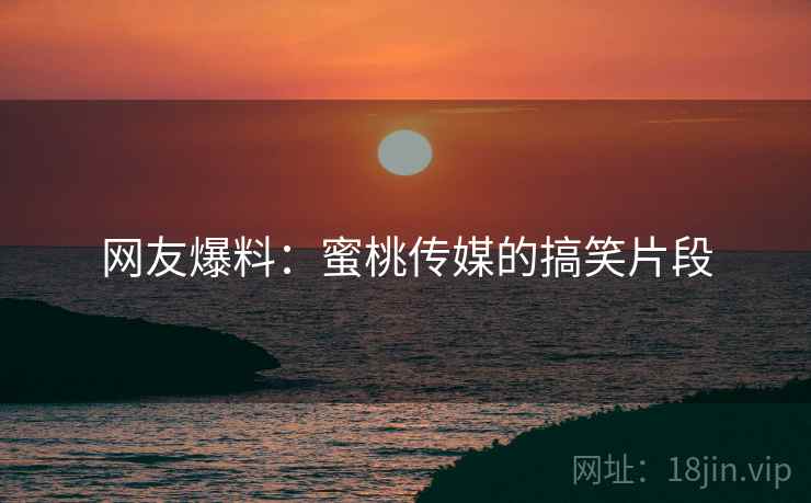 网友爆料：蜜桃传媒的搞笑片段